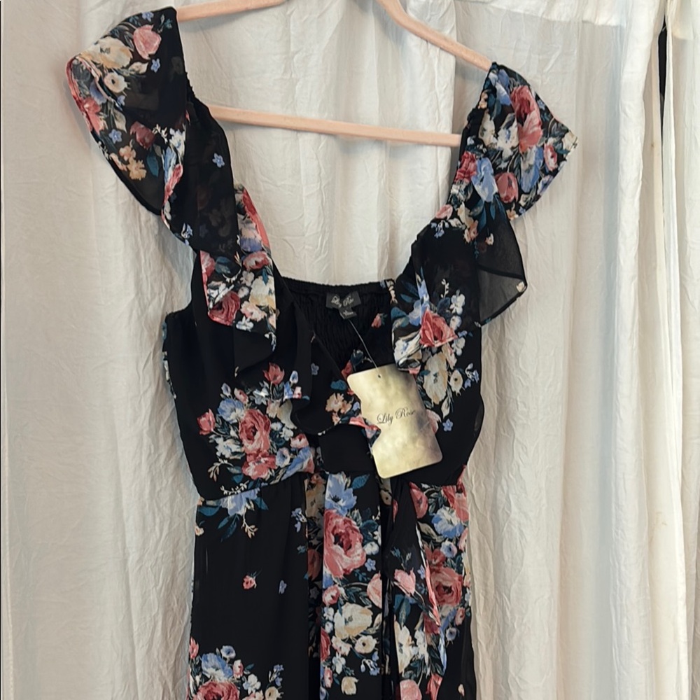 Floral Black Dress